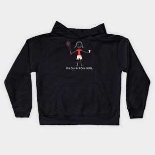 Funny Womens Badminton Girl Sports Illustration Kids Hoodie